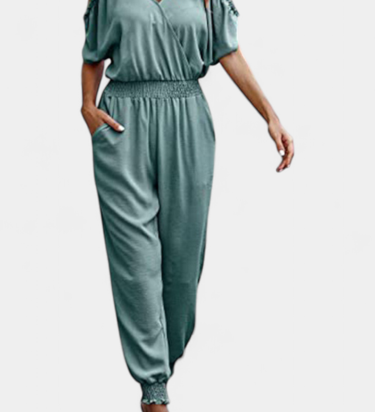 Elegante Blusa Solene Mono Casual con Hombros Descubiertos y Escote en V