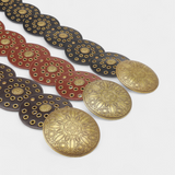 Alicia Cinturón Cowboy Vintage con Hebilla Circular Decorativa para un Estilo Único