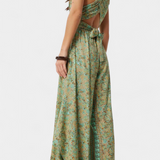 Leandra Mono Fluido Cruzado con Estampado Floral en Verde - Elegancia y Estilo Natural