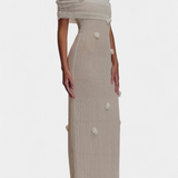 Barbara Vestido Maxi de Punto Off-Shoulder Elegante y Confortable