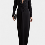 Elegante vestido maxi ajustado Talara con escote en V profundo para un estilo sofisticado