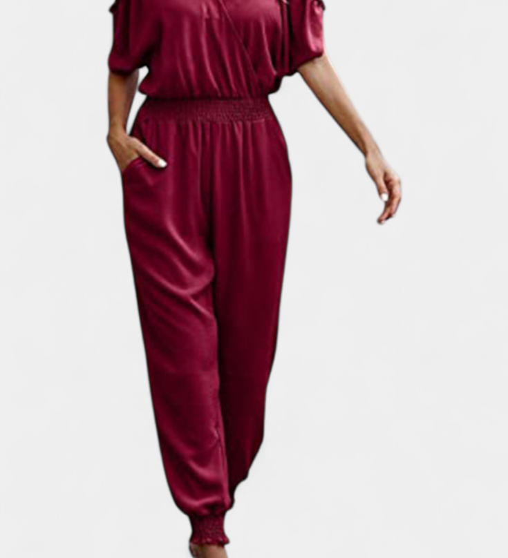 Elegante Blusa Solene Mono Casual con Hombros Descubiertos y Escote en V