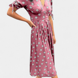 Lizzie Vestido Midi de Lunares con Elegante Escote en V Profundo