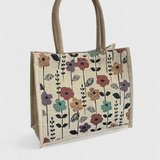 Bolsa de Yute con Estampado Floral y Diseño Ecológico - Perfecta para un Estilo Natural y Responsable