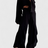 Conjunto Casual Maeva de Dos Piezas con Detalle de Abertura y Lazo para un Estilo Moderno y Confortable