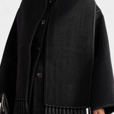 Pauline - Elegante abrigo de corte suelto con bufanda de flecos incorporada para un estilo sofisticado