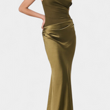Elegante Ottavia Vestido Largo de Fiesta con Plisado y Escote Asimétrico de Un Solo Hombro