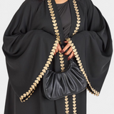 Ginebra Abaya Elegante con Bordado Dorado y Diseño Fluido