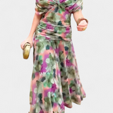Vestido Largo Alondra con Encantador Estampado Floral y Elegante Escote en V