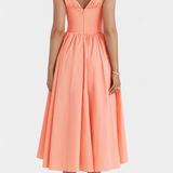 Vestido Midi Margie de Escote en V y Estampado Floral Romántico para un Look Elegante y Encantador