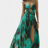 Ahria Conjunto de Baño con Falda Acampanada y Estampado de Estrella de Mar para un Look Playero Sorprendente