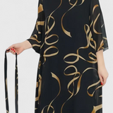 Amelie Vestido Midi Estampado con Cinturón Ajustable y Diseño Versátil para Toda Ocasión