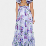 Elegante Vestido Largo Estampado Sin Espalda de Shazia