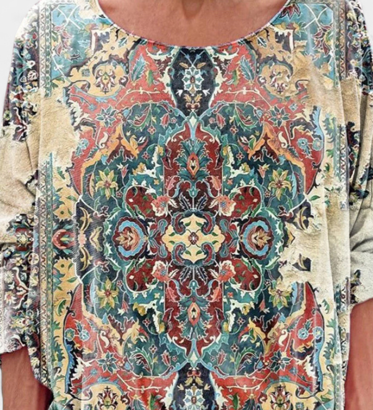 Omari Blusa Holgada de Estampado Bohemio Retro para un Estilo Único