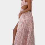 Elegante vestido de chifón Zuleika con volantes y aperturas laterales para un estilo sofisticado
