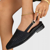 Sandalias Isadora Mules con Trenzado Elegante Punta Fina y Correa Slingback