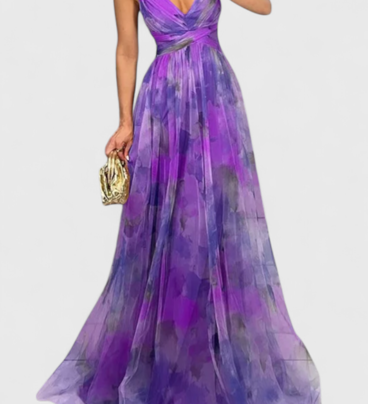 Ingrid Vestido Maxi Floral con Elegante Escote en V