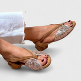 Dobrava Sandalias Sofia con Peep-Toe, Detalles Brillantes y Tacón Bajo en Bloque para un Estilo Elegante y Cómodo