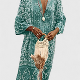 Vestido Largo Boho Chinara con Bordado Étnico y Estilo Relajado