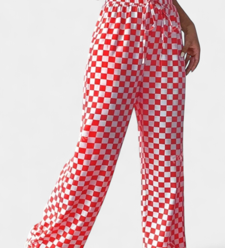 Hilaria Pantalones de Pierna Ancha con Estampado a Cuadros - Comodidad y Estilo para tu Día a Día