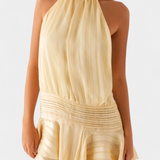Azucena - Elegante vestido mini con espalda abierta y cintura plisada para un estilo chic y sofisticado