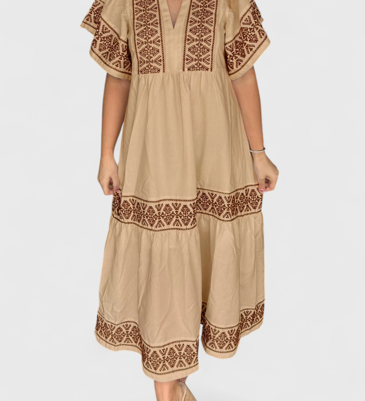 Vestido Maxi Boho Allona con Escote en V y Corte Relajado para un Look Chic y Cómodo