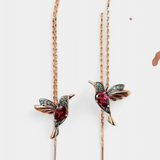 Оригинальные серёжки с разноцветными циркониями в виде птиц