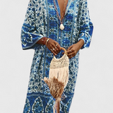 Vestido Largo Boho Chinara con Bordado Étnico y Estilo Relajado