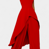 Chrysoula Elegante Conjunto Asimétrico con Pantalón Plisado para un Estilo Sofisticado