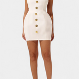 Yvonne Vestido Mini Halter con Escote en V, Espalda Abierta y Encantador Detalle Floral