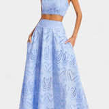 Danitza Elegante Conjunto Romántico de Encaje Floral Calado para un Look Sofisticado