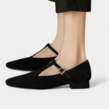 Elegantes Tacones Bajos Elly con Tira y Hebilla para un estilo cómodo y sofisticado