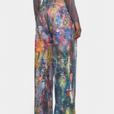 Rana Pantalones Vaqueros de Pierna Ancha con Diseños Artísticos Exclusivos