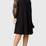 Elegante Vestido de Encaje con Mangas Largas y Cuello Redondo para un Look Sofisticado