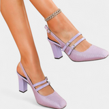 Elegantes Tacones Satinados Orlanda con Doble Tira y Correa al Tobillo para un Estilo Sofisticado
