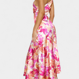 Reya Vestido Asimétrico de Un Hombro con Encantador Estampado Floral