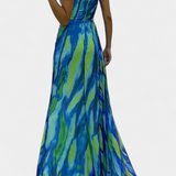 Vestido Maxi Asimétrico Aylin con Estampado Vibrante para un Estilo Impactante
