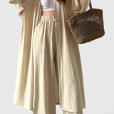 Conjunto Casual de Dos Piezas con Cárdigan Largo y Estilo con Abertura Lateral Para un Look Sofisticado y Cómodo