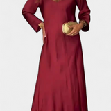 Vestido Elegante Riva con Escote en V y Mangas Largas para un Look Sofisticado