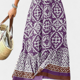 Elegante Falda Maxi Ethel Estampada con Detalle Volante