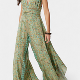 Leandra Mono Fluido Cruzado con Estampado Floral en Verde - Elegancia y Estilo Natural