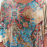 Omari Blusa Holgada de Estampado Bohemio Retro para un Estilo Único