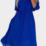 Dorina Vestido Midi Elegante con Escote en V y Mangas Ligeras para un Look Sofisticado