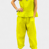 Elegante Conjunto de Chaleco y Pantalón Sin Mangas en Algodón y Lino para un Estilo Fresco y Confortable