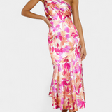 Reya Vestido Asimétrico de Un Hombro con Encantador Estampado Floral