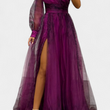 Becca Vestido Maxi de Chiffón con Diseño de Hombro Descubierto y Florerscentemente Voluminosa