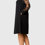 Elegante Vestido de Encaje con Mangas Largas y Cuello Redondo para un Look Sofisticado