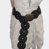 Alicia Cinturón Cowboy Vintage con Hebilla Circular Decorativa para un Estilo Único