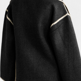 Pauline - Elegante abrigo de corte suelto con bufanda de flecos incorporada para un estilo sofisticado