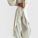 Conjunto Casual Maeva de Dos Piezas con Detalle de Abertura y Lazo para un Estilo Moderno y Confortable